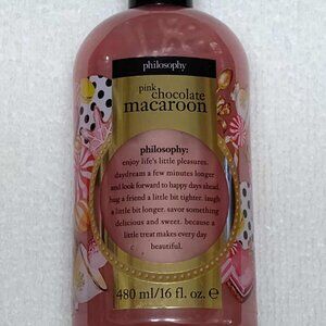 16oz. Philosophy Pink Chocolate Macaroon 3-1shower gel, bubble bath & shampoo